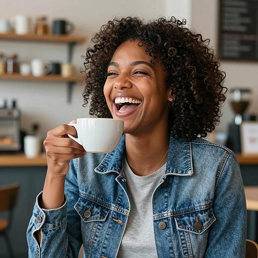 Joyful Coffee Moment in a Café