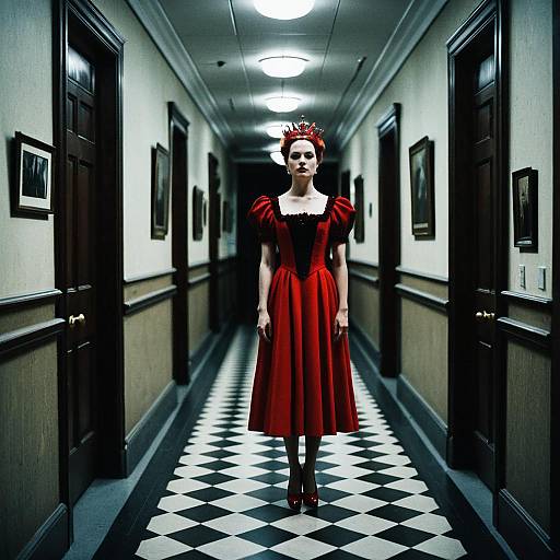 Red Queen in Elegant Hallway