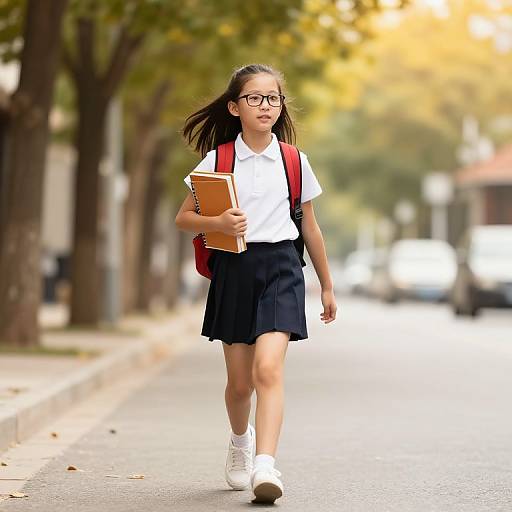 School Girl Walking Home Scene
