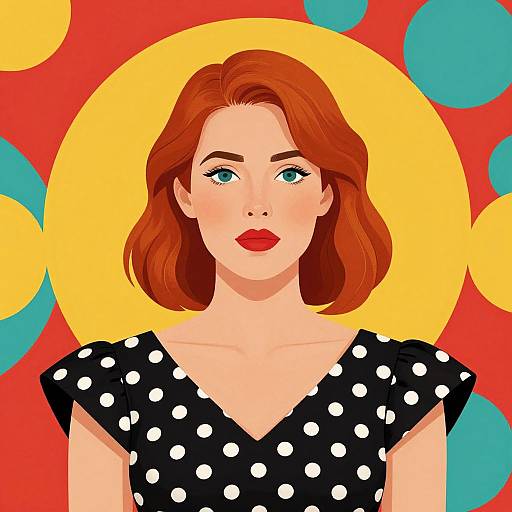 Stylized Red-Haired Woman Portrait