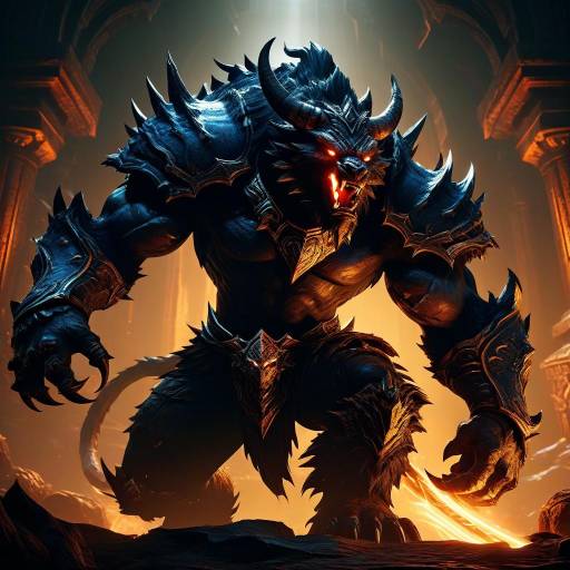 Dark Demon Warrior in Ancient Ruins