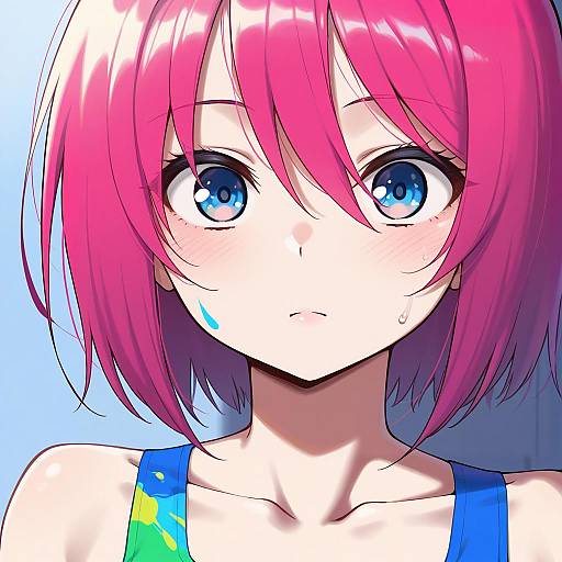 Focused Portrait of Girl with Paint Splash