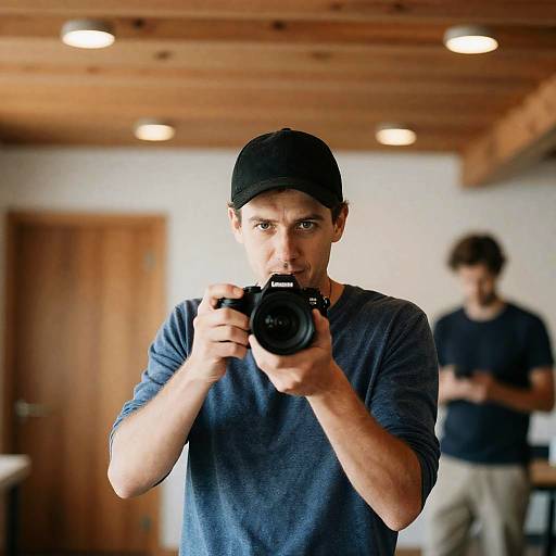 Portrait of a Photographer in Wood Interior