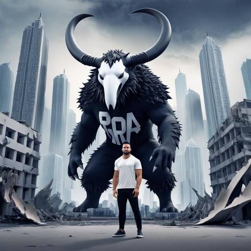 Giant Demon Creature in Destroyed City