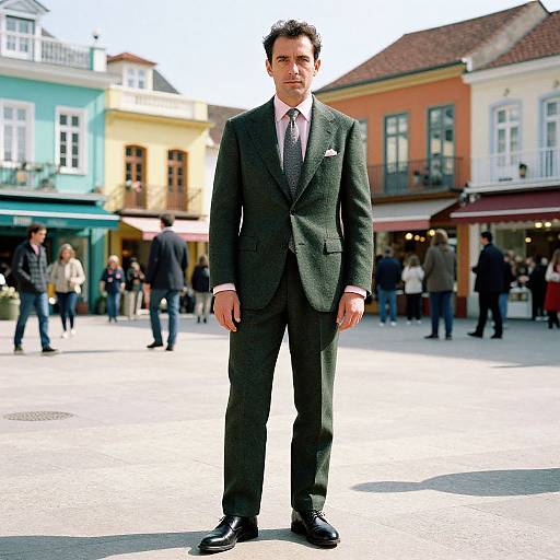 Confident Man in Stylish Wool Suit