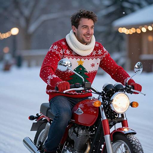 Festive Rider in Vintage Christmas Sweater