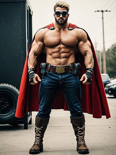 Muscular Blonde Male in Costume