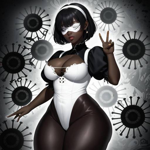 Illustration of 2p (nier:automata), nier (series) in the style of Mvv