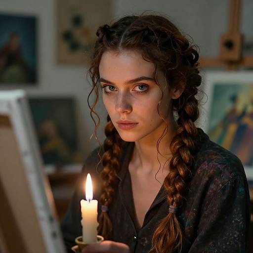 Enigmatic Artist Illuminated by Candlelight