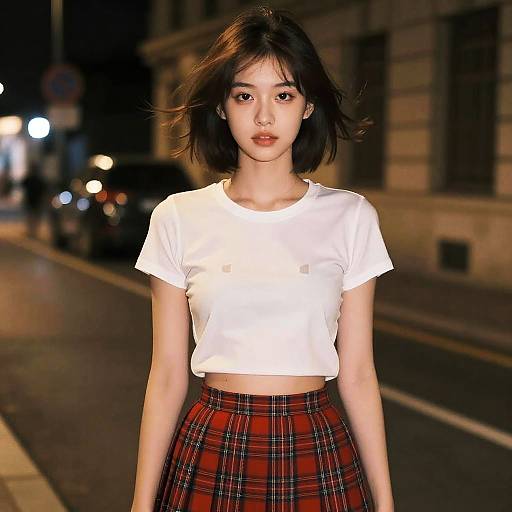 Charming French Girl in Cinematic Night