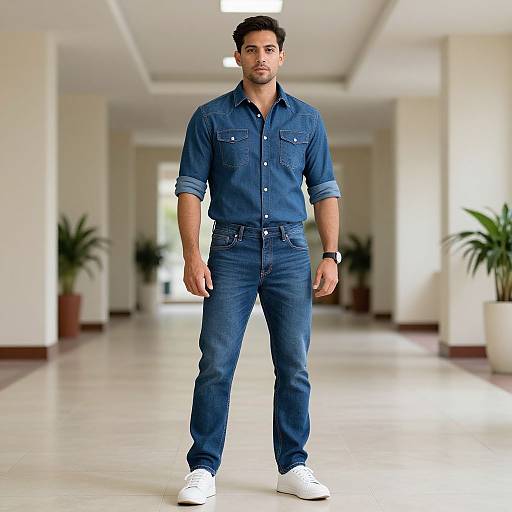 Man in Navy Blue Jeans Costume
