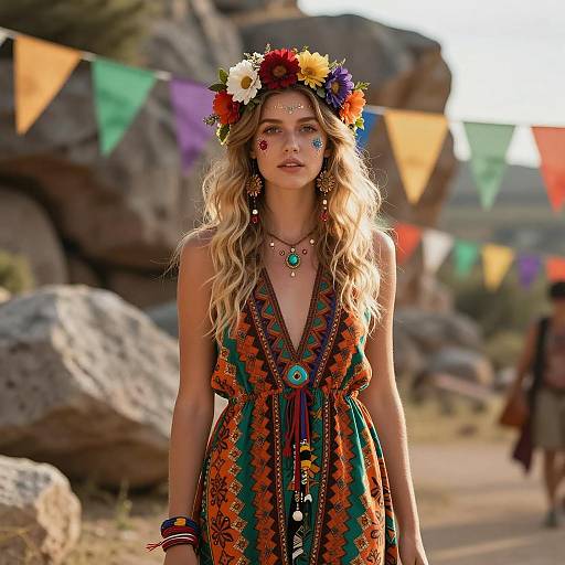 Bohemian Festival Girl in Vibrant Colors