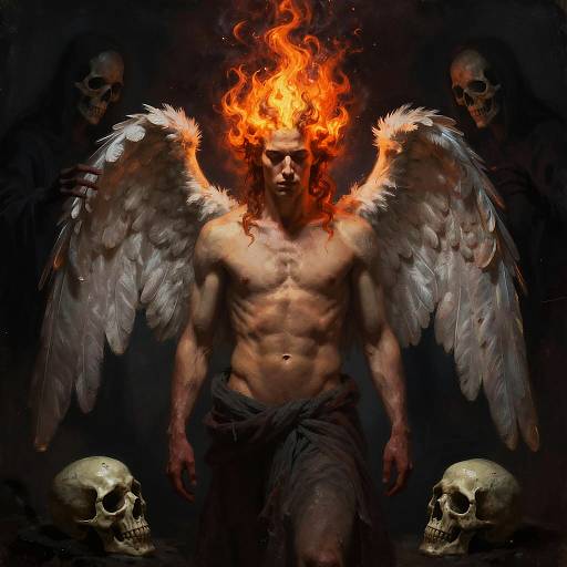 Solemn Angelic Figure in Dark Surrealism