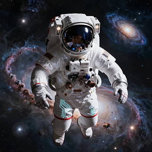 Futuristic Astronaut in Cosmic Nebula