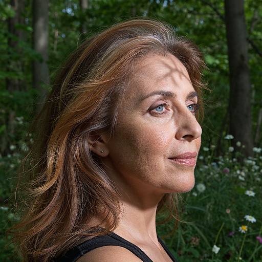 Middle Eastern Woman in Forest with Sunlight Shadows