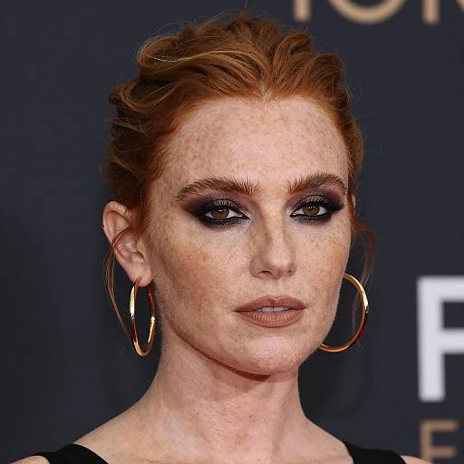 Elegant Woman with Freckles and Red Hair