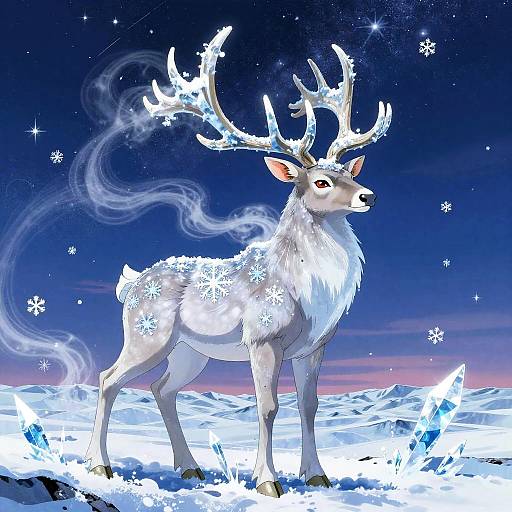 Mythical Ice Stag Soaring Twilight