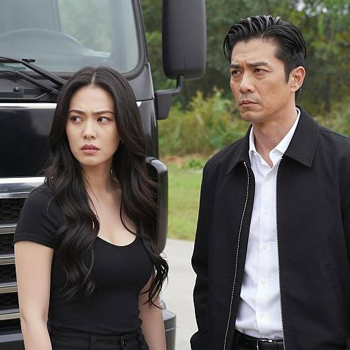 Couple Beside Black Truck in Nature