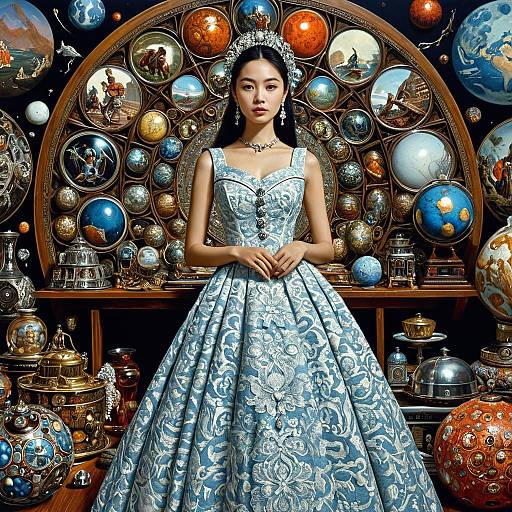 Hyperrealistic Fashion Model in Expansive Dress