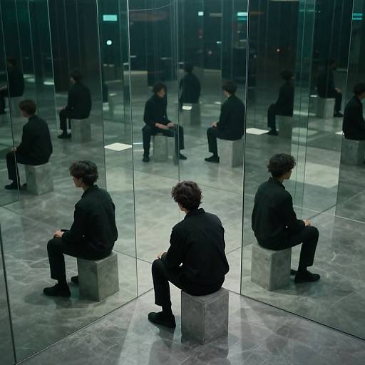 Contemplative Figure Amid Infinite Futures