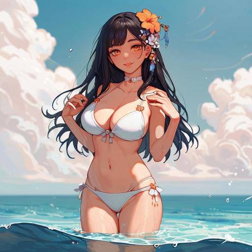 Sun-Kissed Bikini Beauty by the Ocean