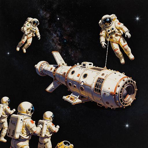 Cinematic Pop-Art Space EVA Scene
