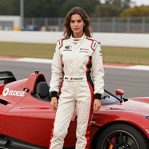 Girl Race Car Driver by Red Car