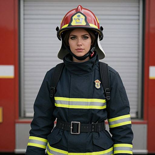 Woman Firefighter in Uniform