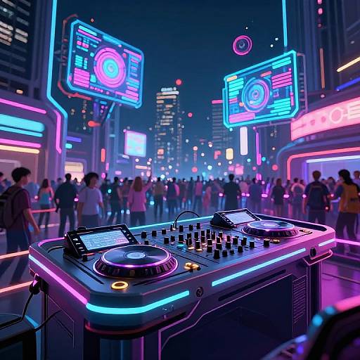 Futuristic Cyberpunk Urban DJ Booth