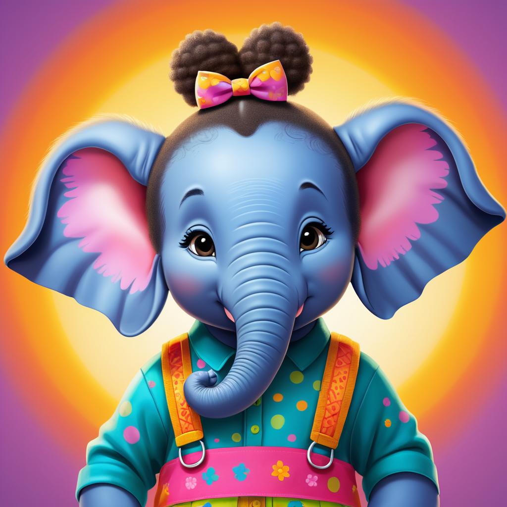 Cheerful Elephant Character for Kids