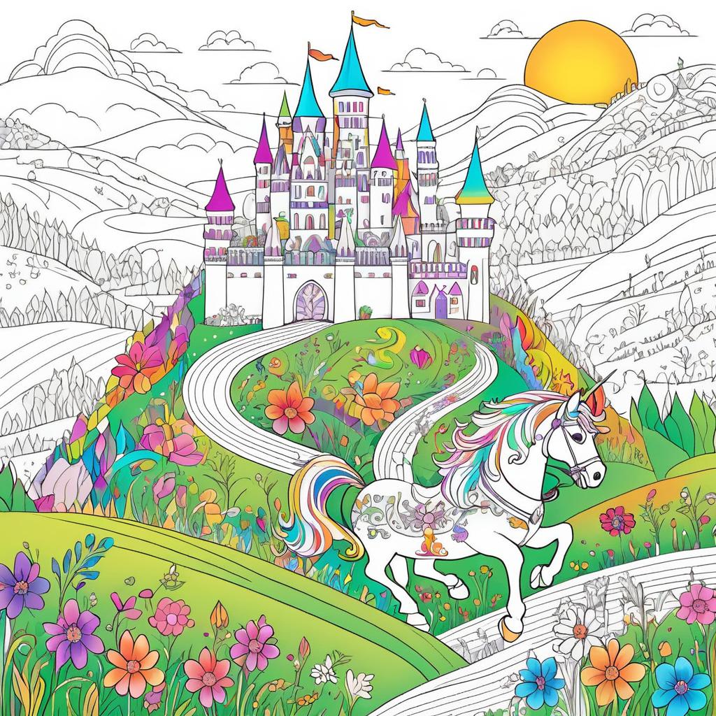 Playful Castle Scene for Kids' Coloring