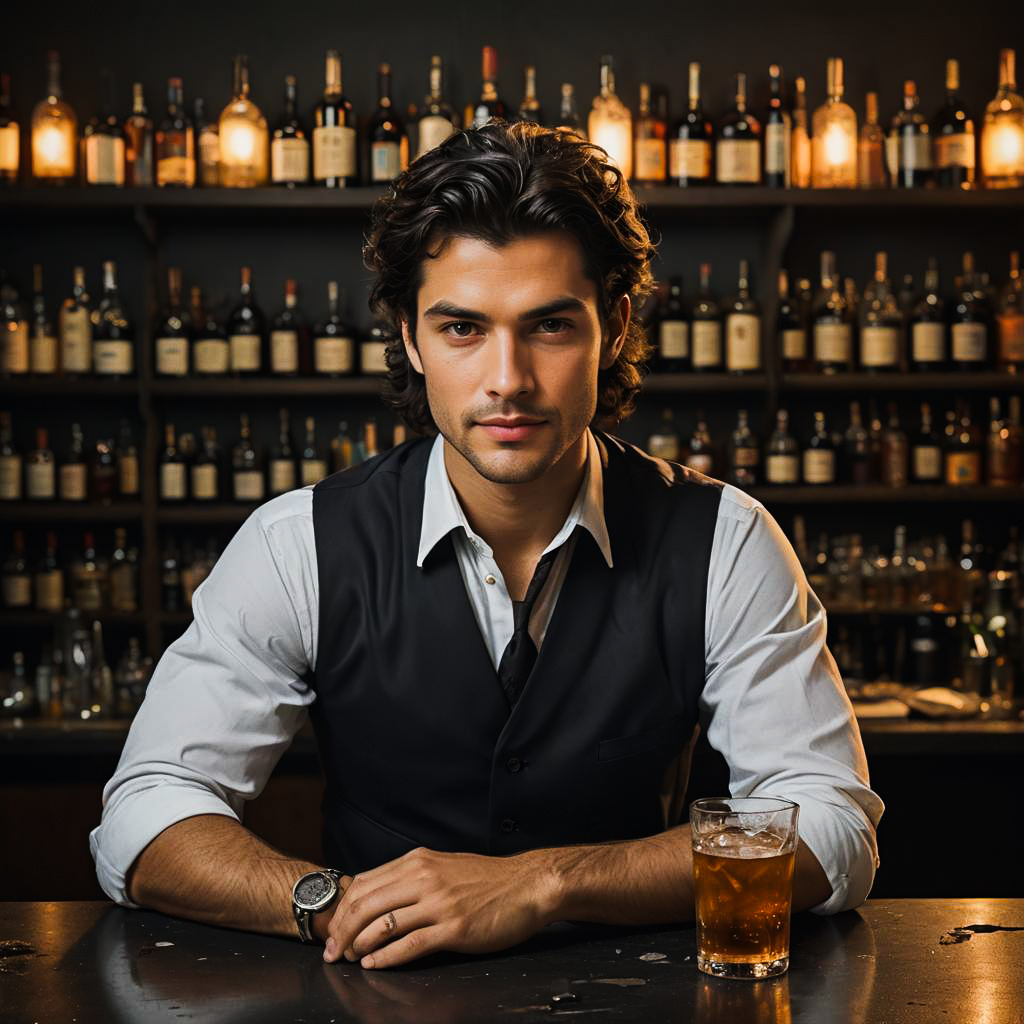 Stylish Bartender Portrait in Studio