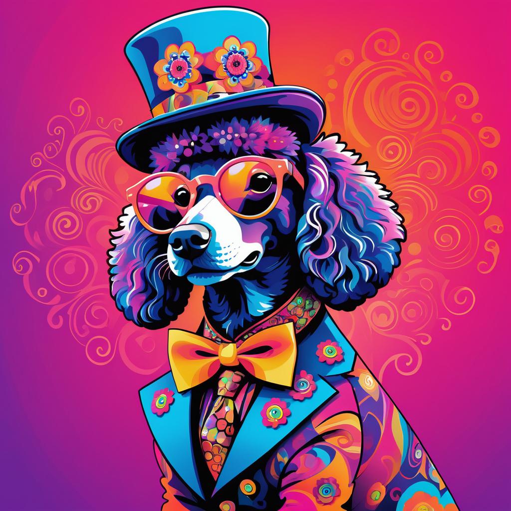 Psychedelic Poodle in Vibrant Attire