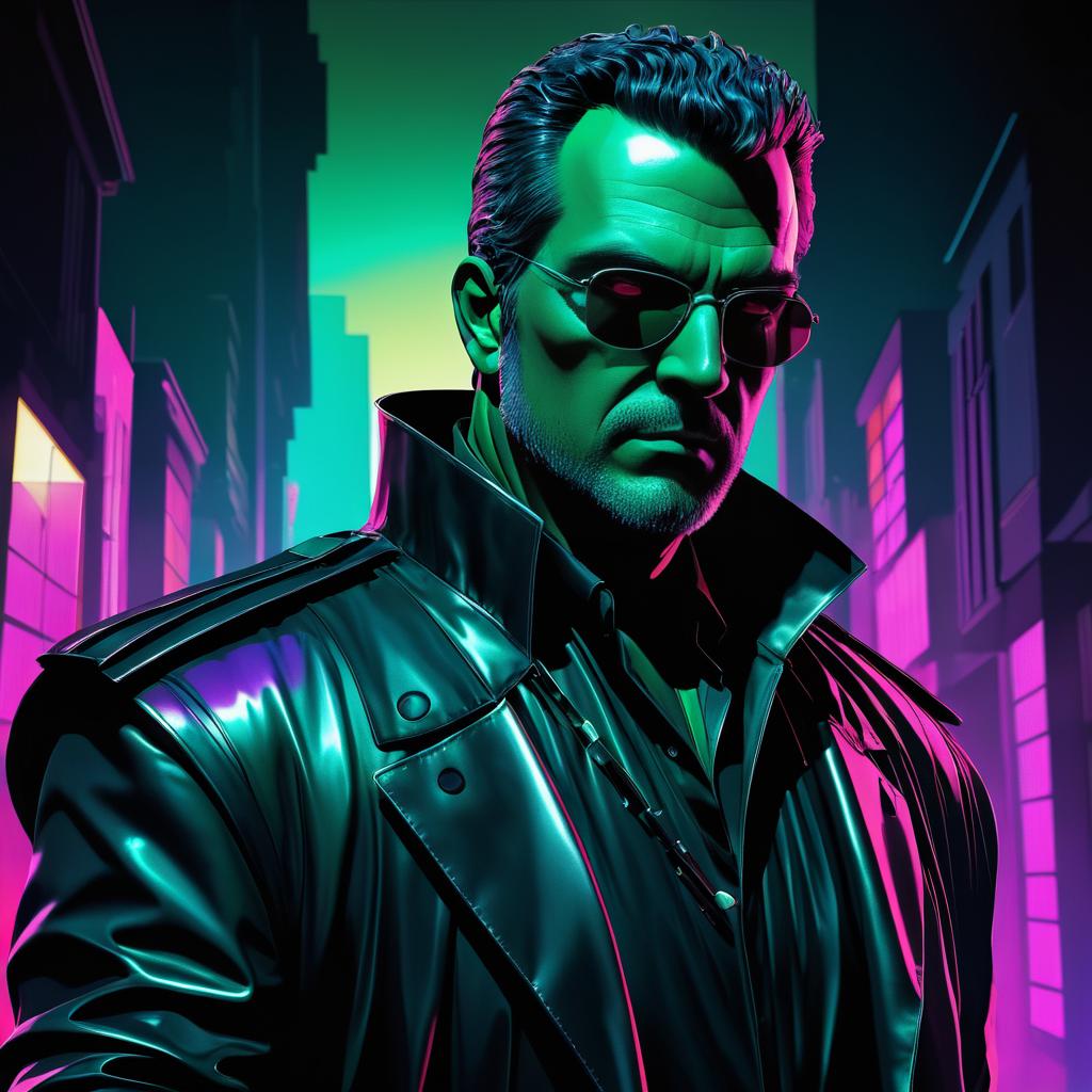 Surreal Neo-Noir Bounty Hunter Illustration