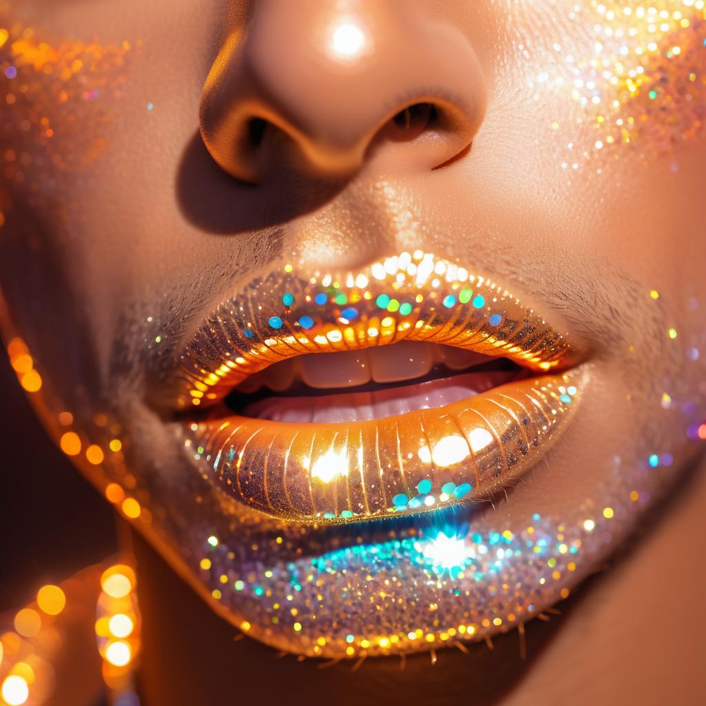 Glamorous Close-up of Shimmering Lips