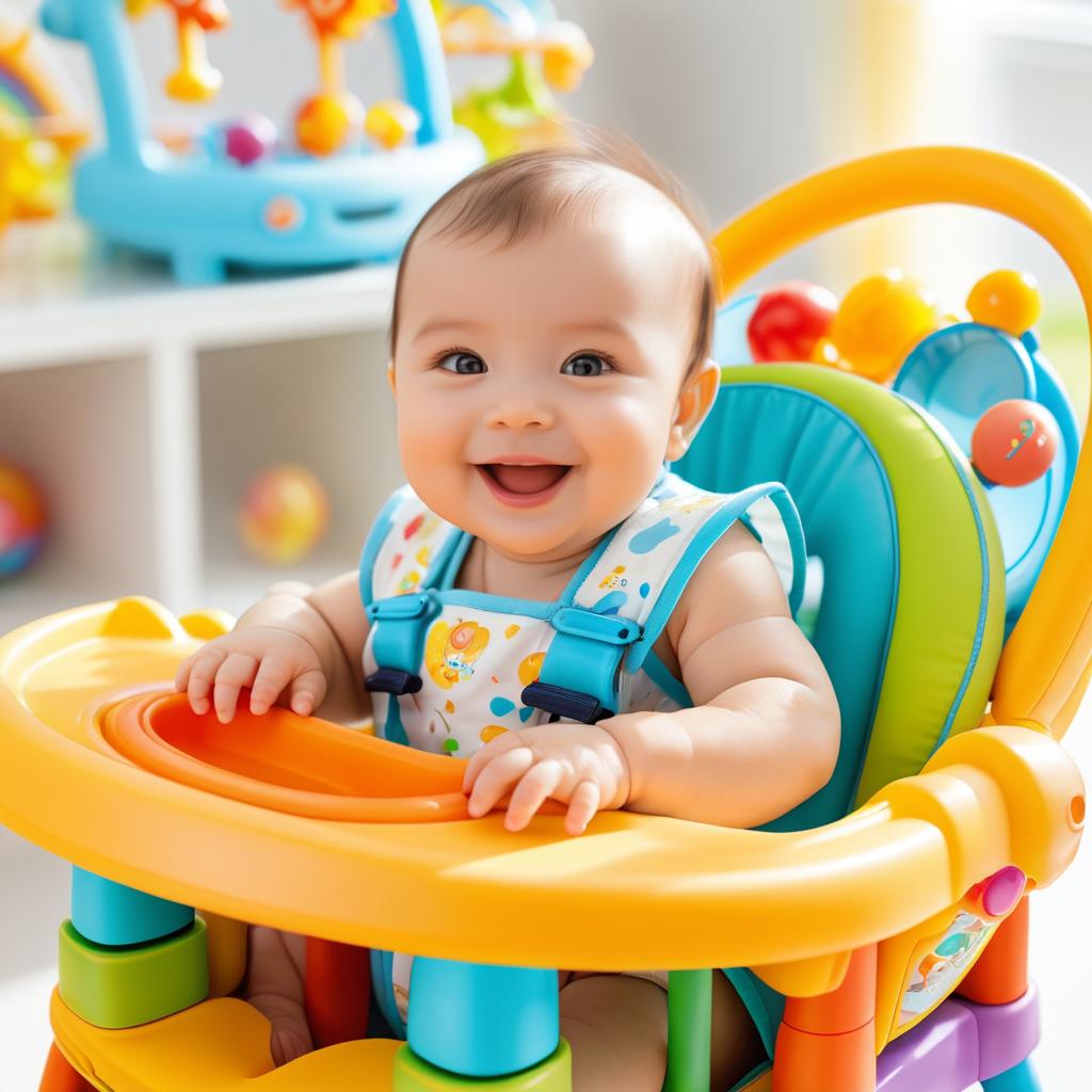 Joyful Baby Laughing in High Chair