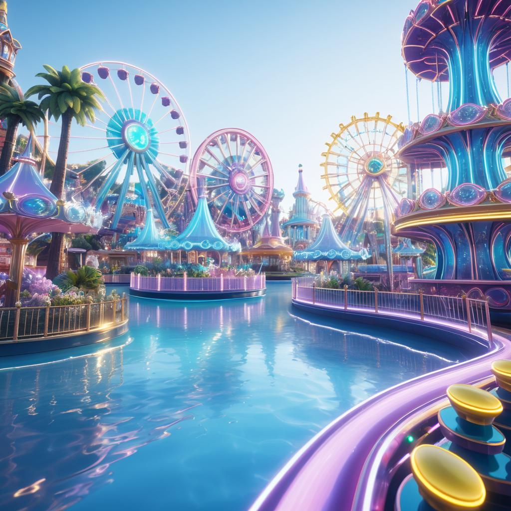 Vibrant Electric Opal Amusement Park Scene