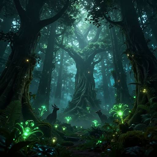 Enchanted Bioluminescent Fantasy Forest