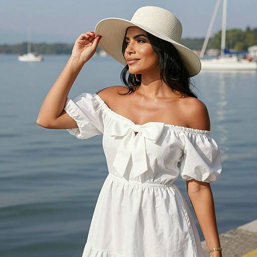 Elegant Lady by the Sunny Lake