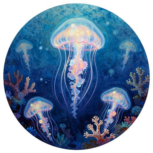 Bioluminescent Underwater Jellyfish Cathedral