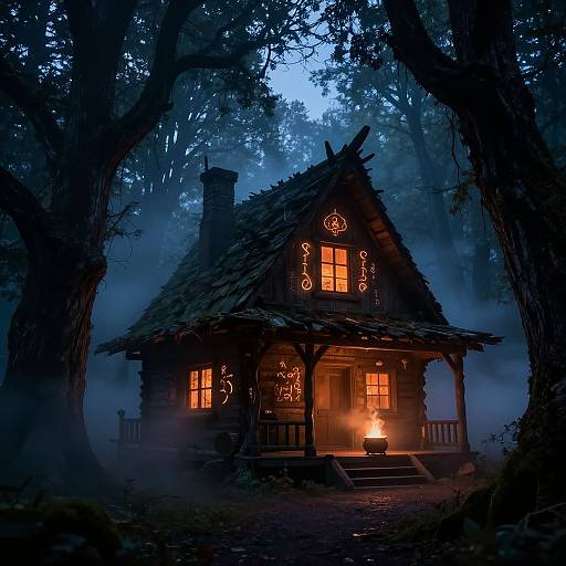 Mystical Witch Cabin at Twilight