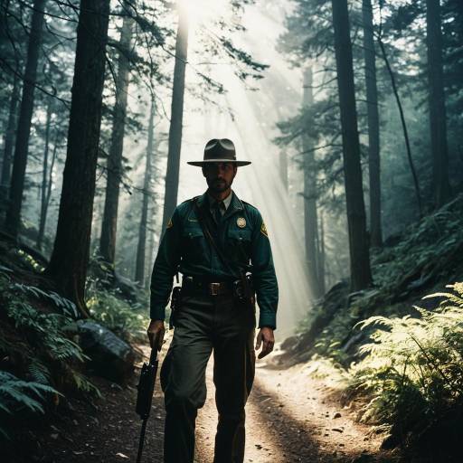 Cinematic Park Ranger on Misty Forest Trail