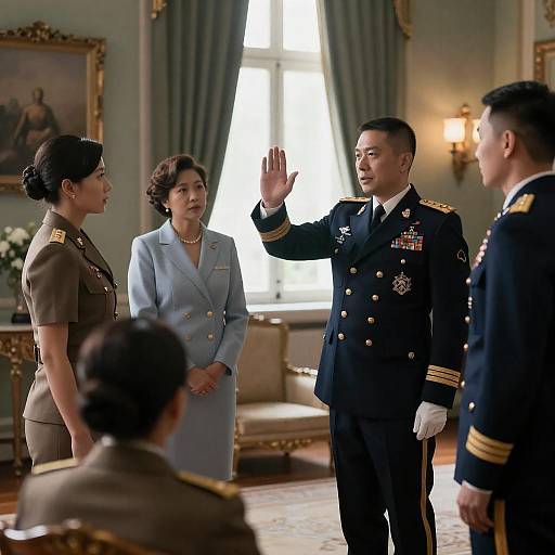 Military Oath Ceremony Indoors