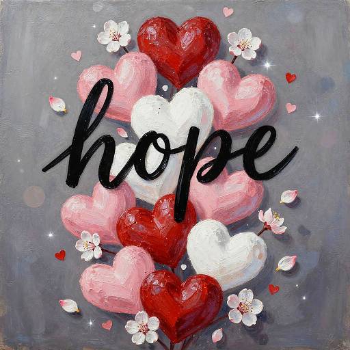 Glittered Hearts with Hope Script