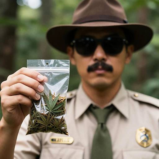 Park Ranger with Marijuana in Forest