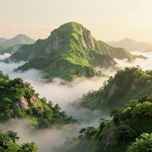 Serene 3D Majestic Mountain Landscape