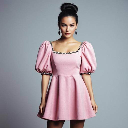 Woman in Pink Puffy Sleeve Mini Dress