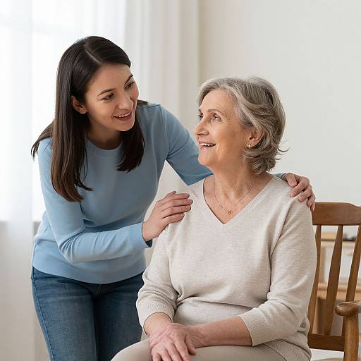 Elderly Woman with Caregiver
