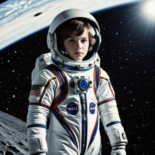 Boy in NASA Space Suit on Moon