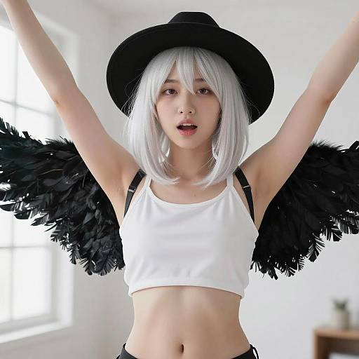 Young Woman in White Crop Top